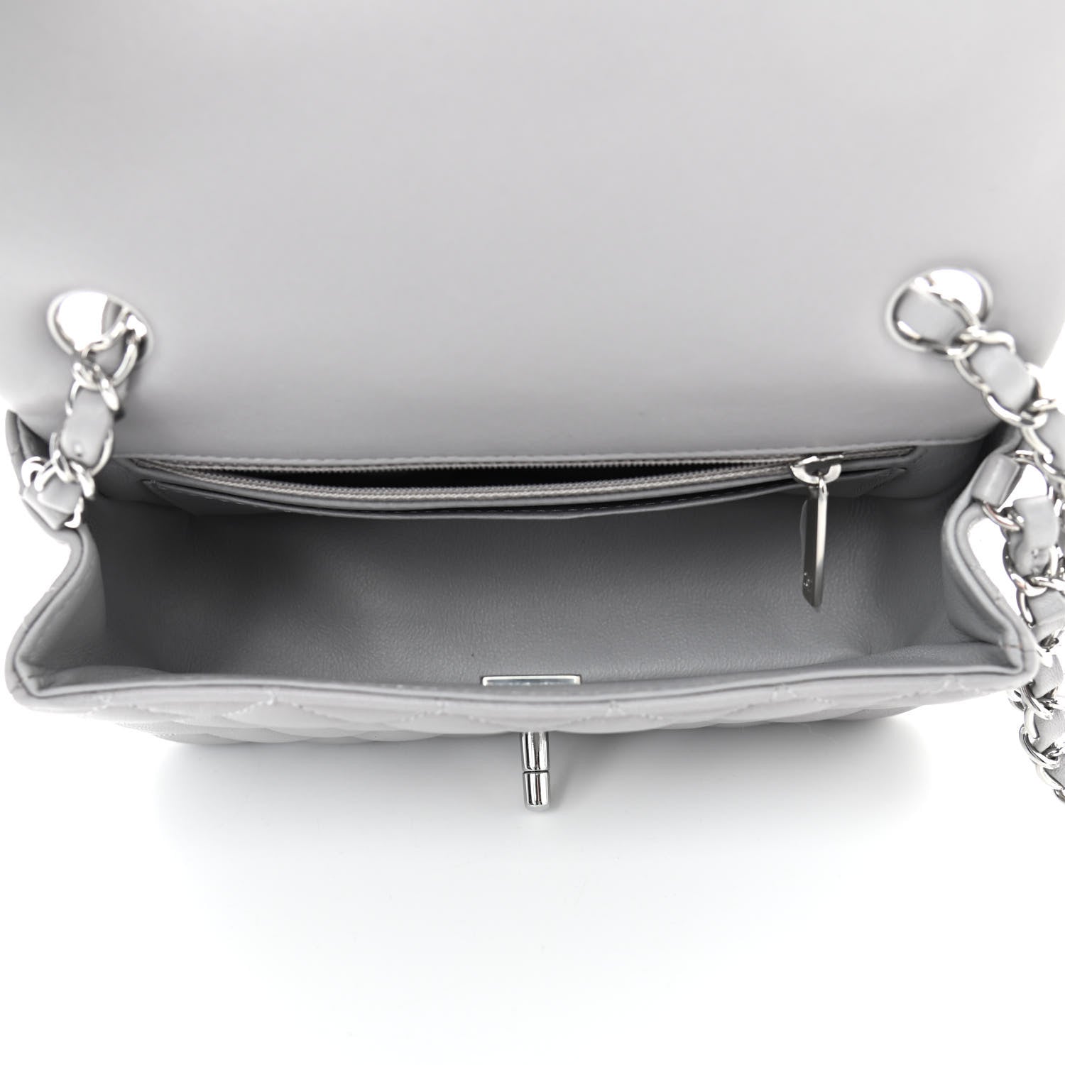 Chanel Lambskin Quilted Mini Rectangular Flap Grey 4 of 9