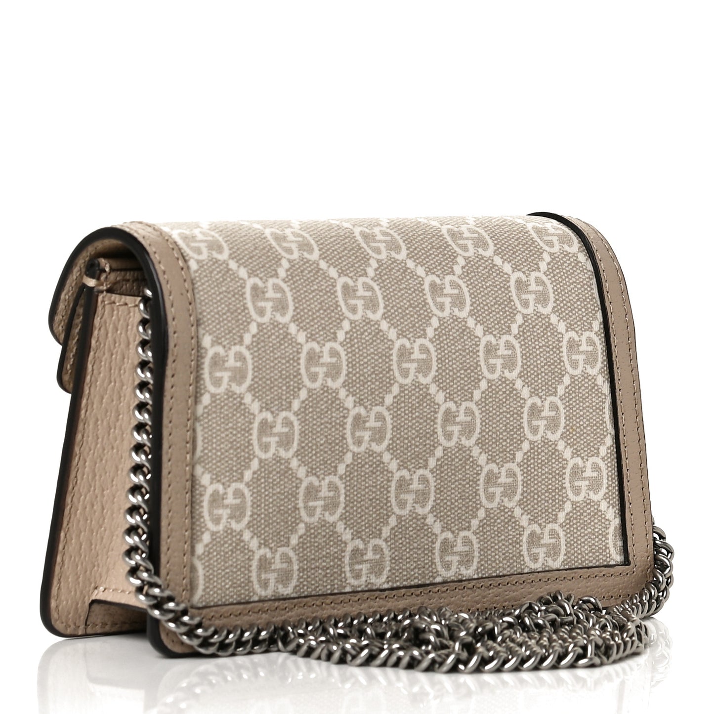 GG Supreme Monogram Textured Dollar Calfskin Super Mini Dionysus Shoulder Bag Beige Mystic White Oatmeal