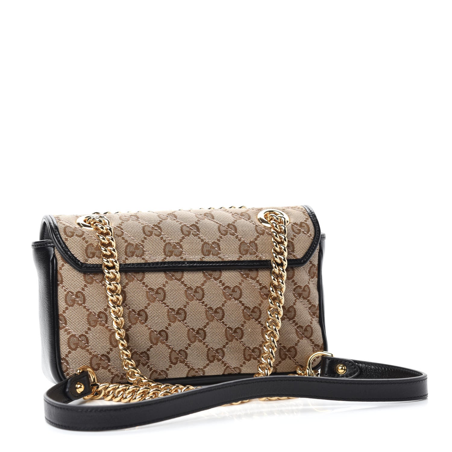 Gucci Monogram Matelasse Diagonal Mini GG Marmont Shoulder Bag Beige Black 3 of 10