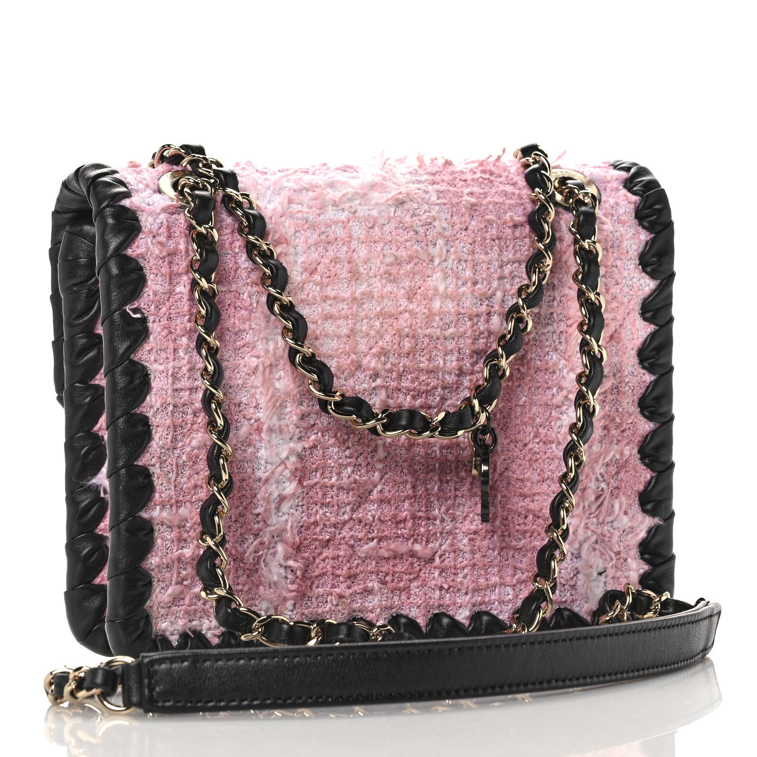 Chanel Tweed Braided Calfskin Mini My Own Frame Flap Pink Black 3 of 10