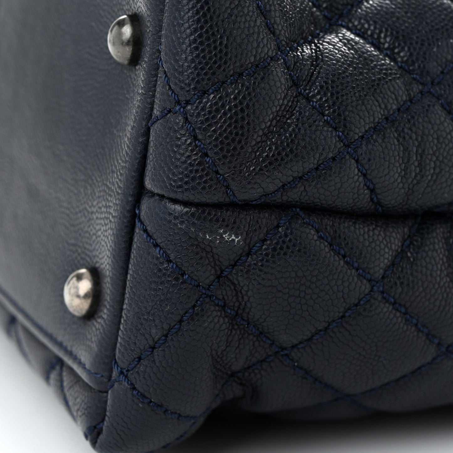 Caviar Quilted Large Coco Handle Flap Navy