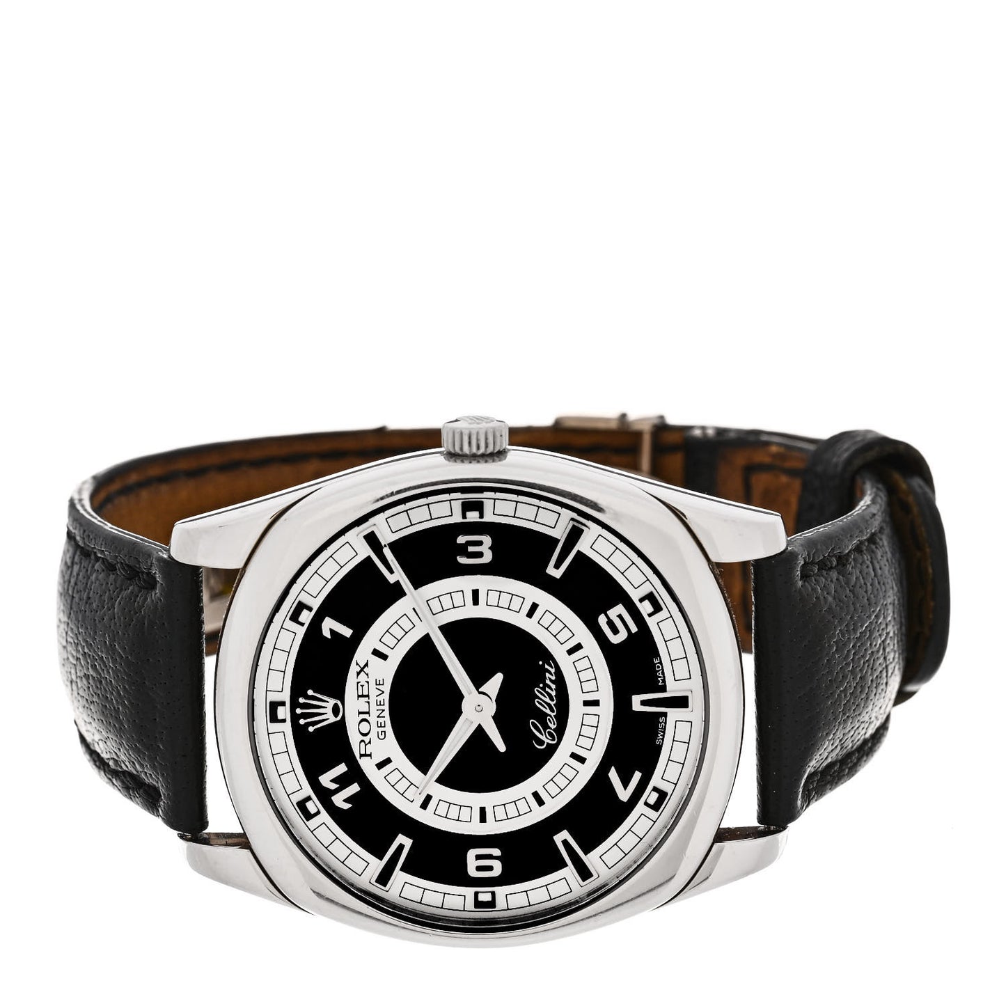 18K White Gold Alligator 38mm Cellini Watch Black 4243