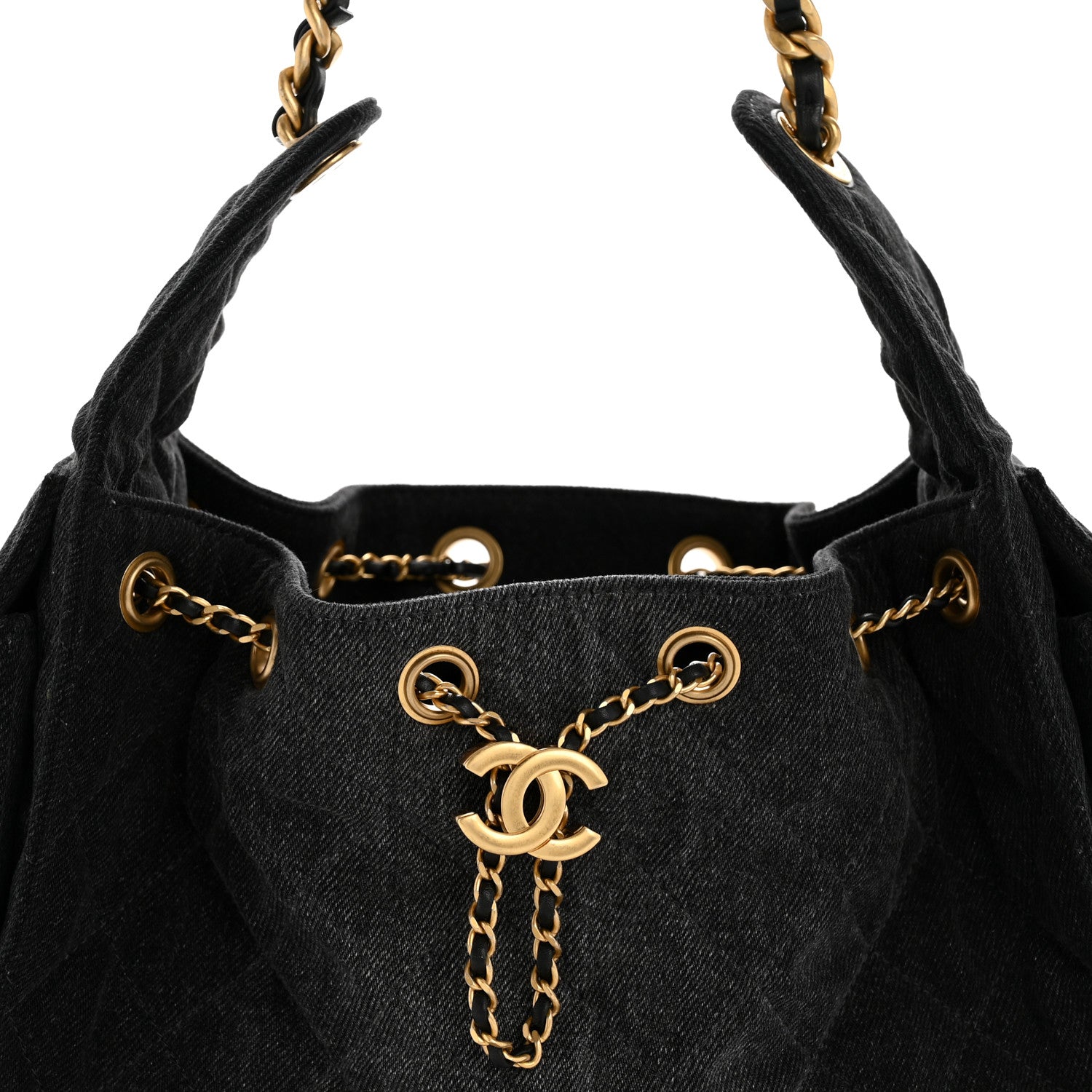 Chanel Washed Denim Quilted Small Chanel 25 Handbag Black 1876669