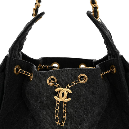 Chanel Washed Denim Quilted Small Chanel 25 Handbag Black 8 of 10
