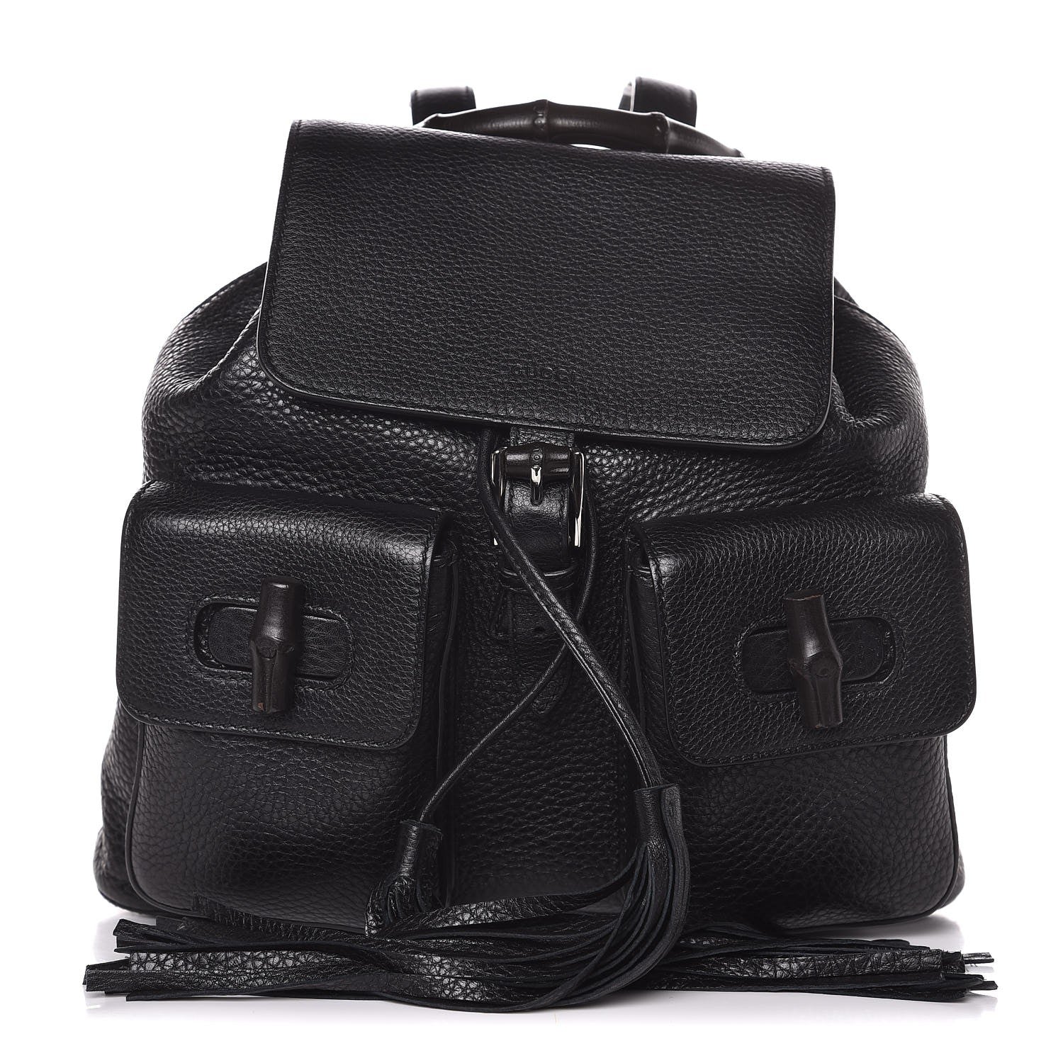 Gucci Cellarius Calfskin Medium Bamboo Backpack Black 1 of 14