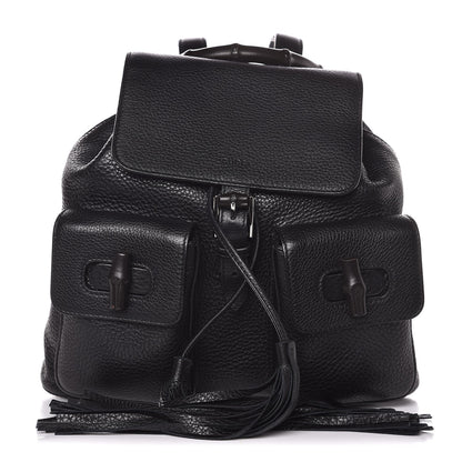 Gucci Cellarius Calfskin Medium Bamboo Backpack Black 1 of 14