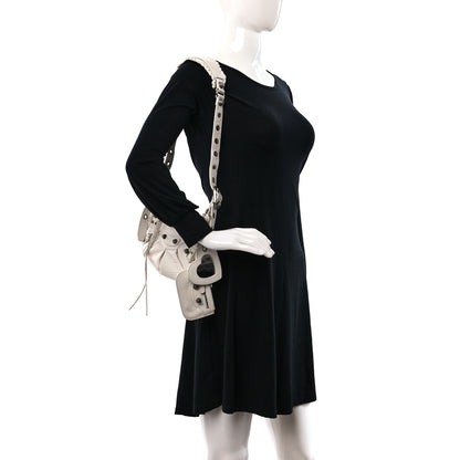 Balenciaga Extra Supple Calfskin Crocodile Embossed Le Cagole Shoulder Bag XS White 2 of 16