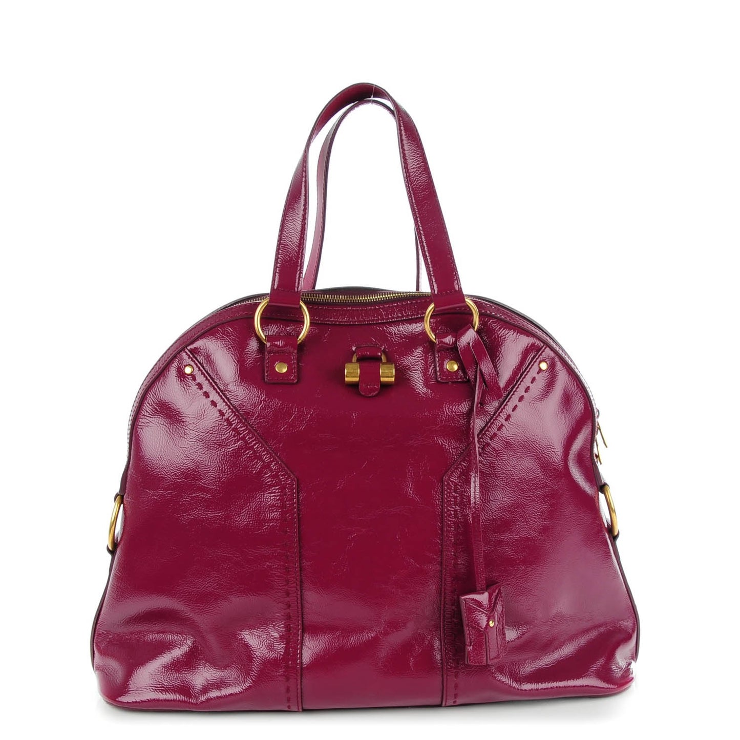 Patent Calfskin Oversized Muse Magenta