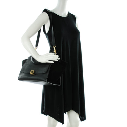 Celine Crocodile Embossed Calfskin Medium Trapeze Black 2 of 7