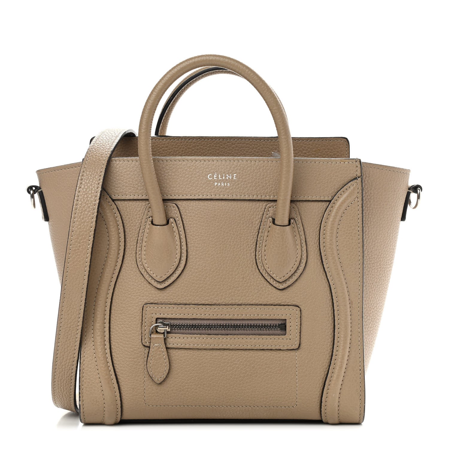 Celine Drummed Calfskin Nano Luggage Dune 1 of 12