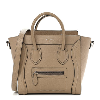 Celine Drummed Calfskin Nano Luggage Dune 1 of 12