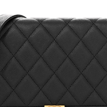 Chanel Caviar Quilted Boy Wallet On Chain WOC Black 10 of 17