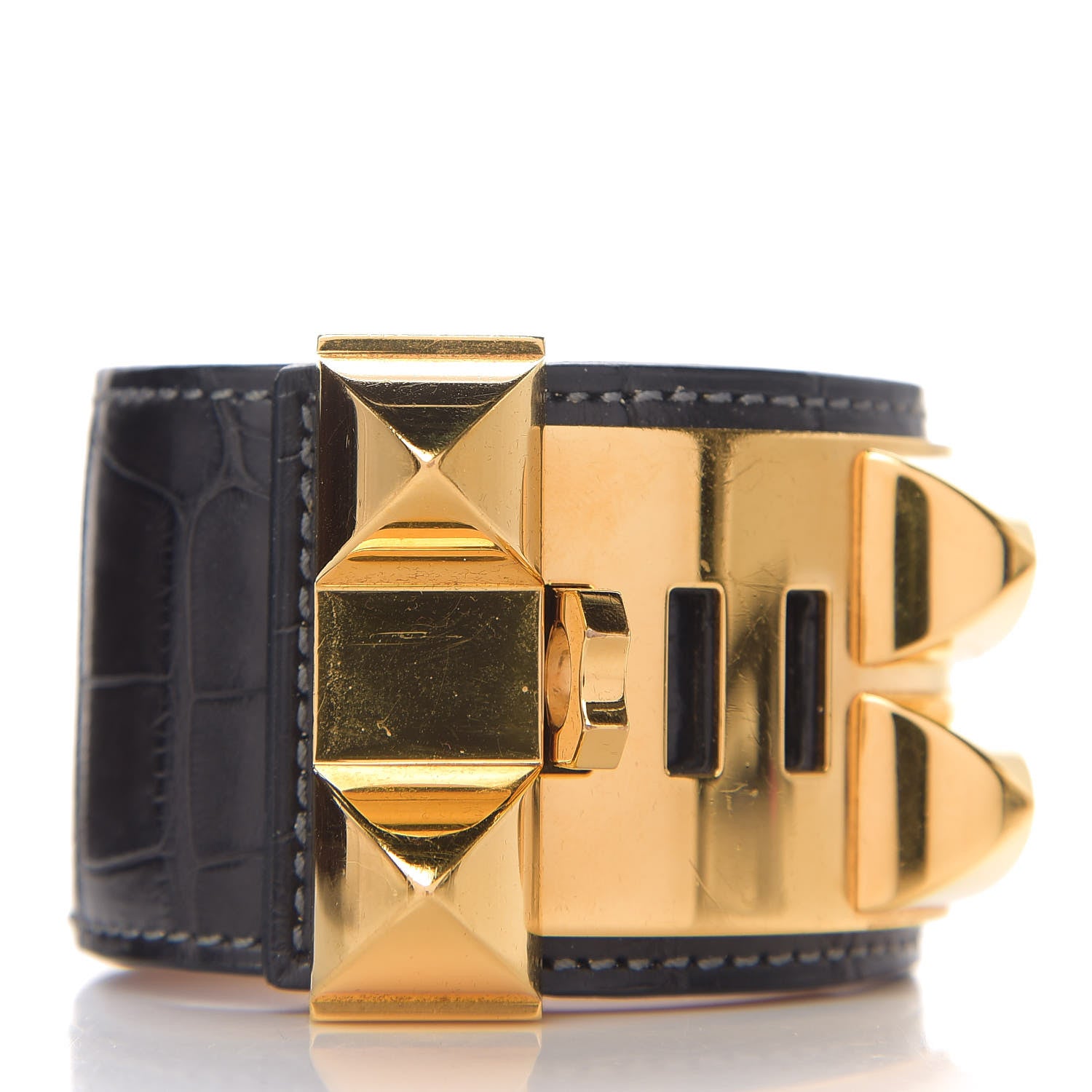 Hermes Matte Alligator Collier De Chien CDC Bracelet S Black 2 of 4