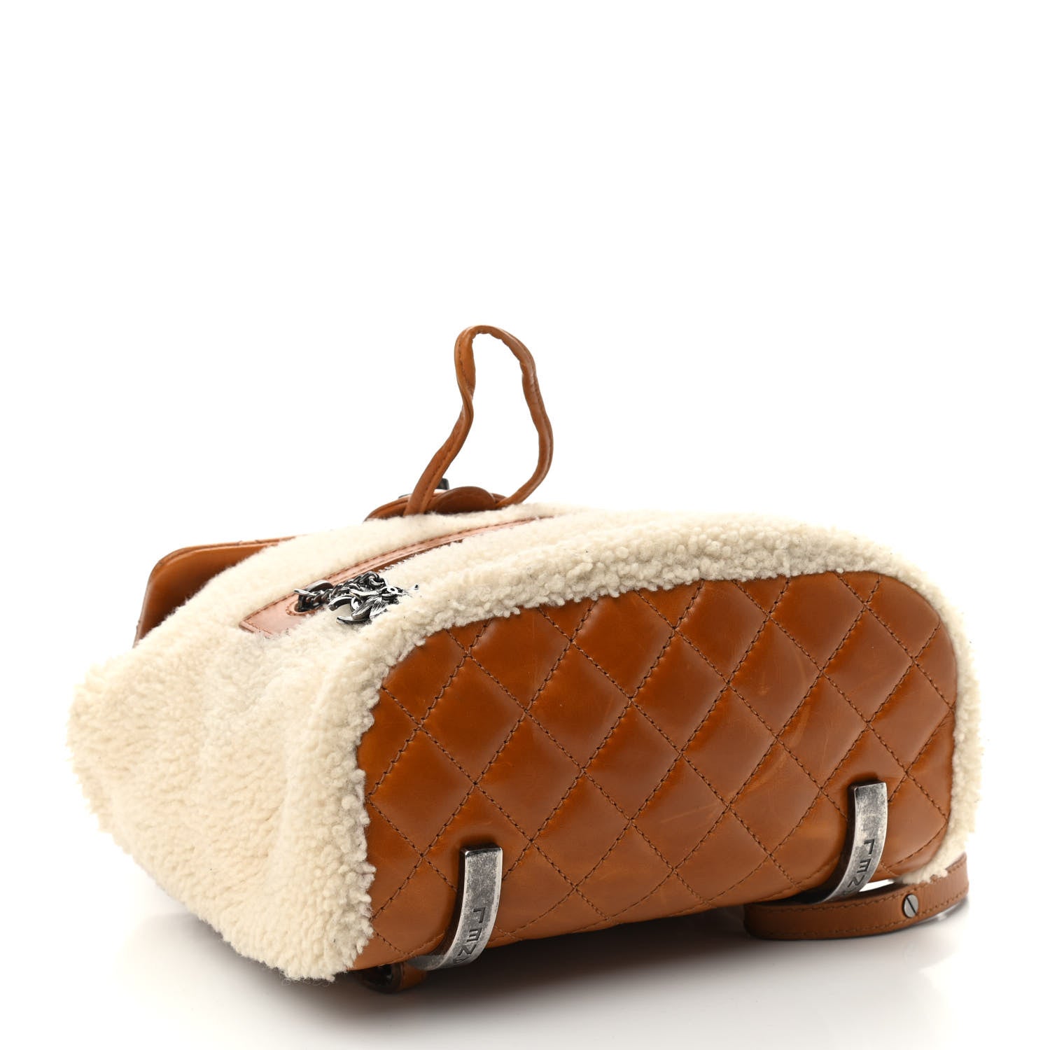 Chanel Glazed Calfskin Shearling Quilted Small Mountain Backpack Brown 3 of 10
