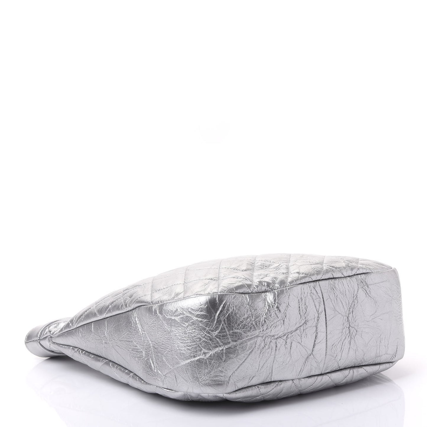 Metallic Crumpled Calfskin Small 31 Shopping Bag Silver