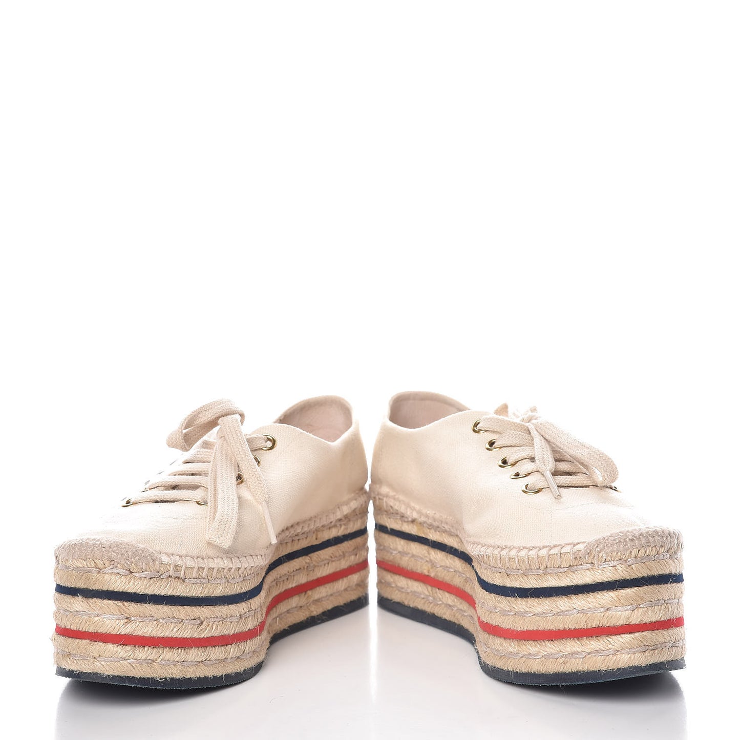 Canvas Logo Lace-Up Platform Espadrilles 35 Greggio Grege