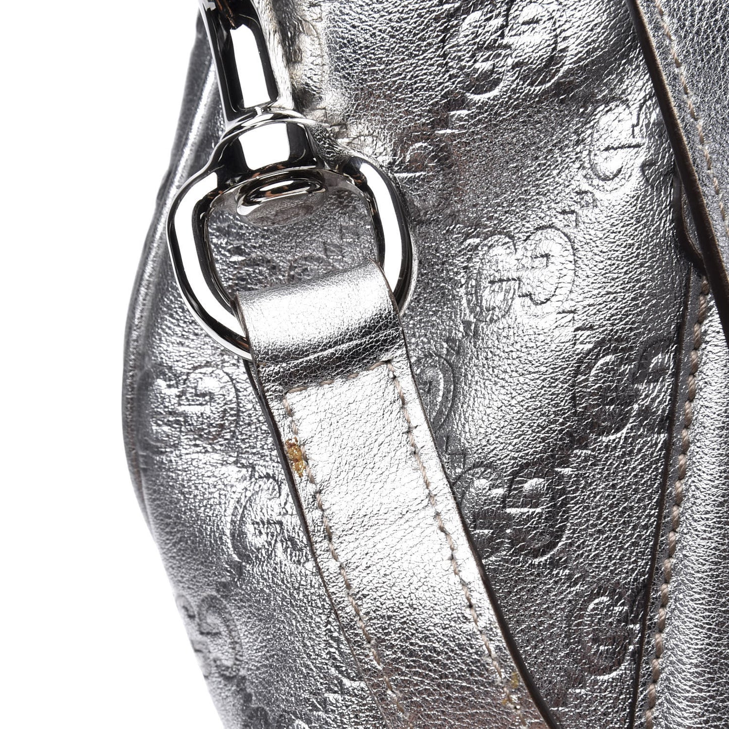 Metallic Guccissima Medium Britt Tote Silver