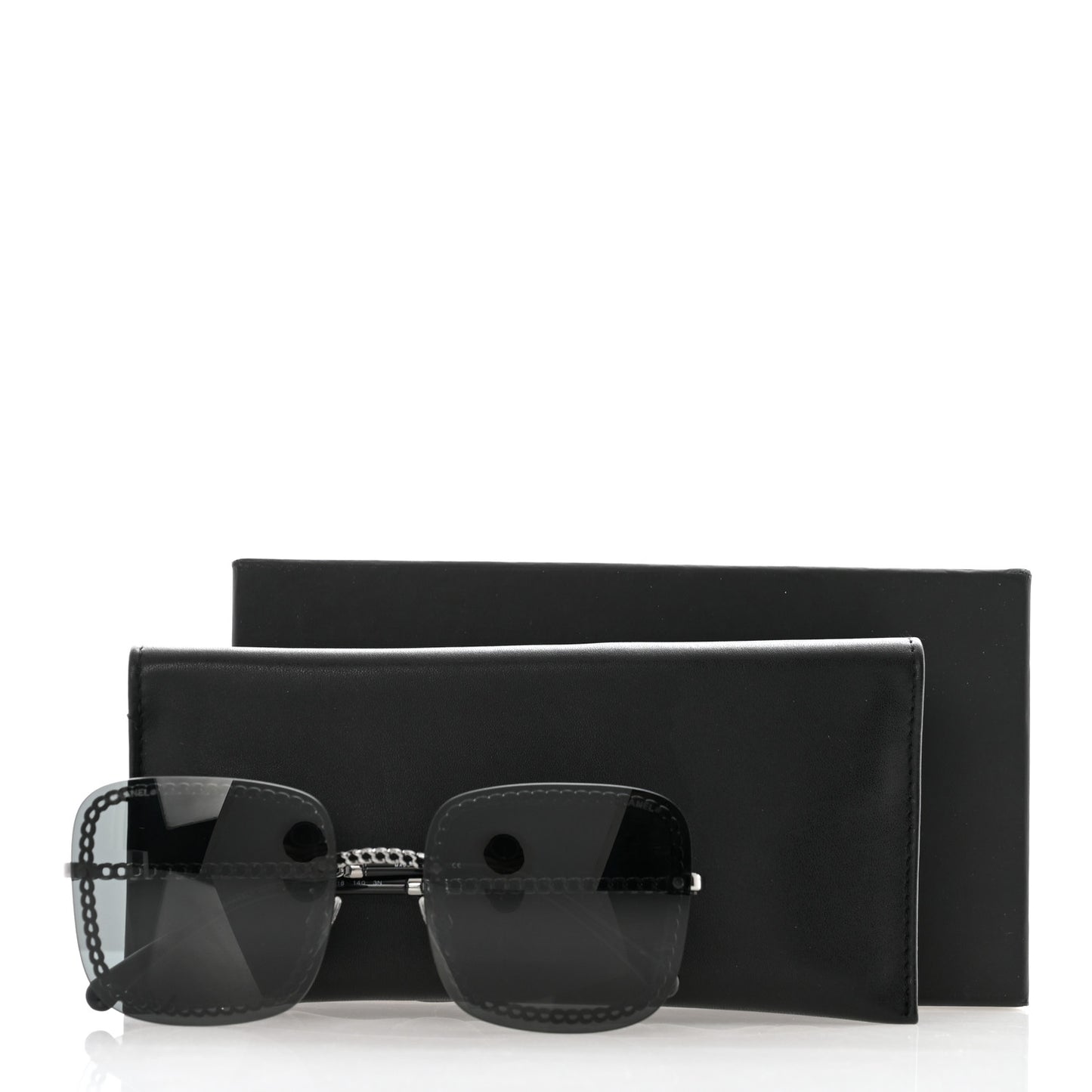 Square Removable Chain Pearl Sunglasses 4244 Black