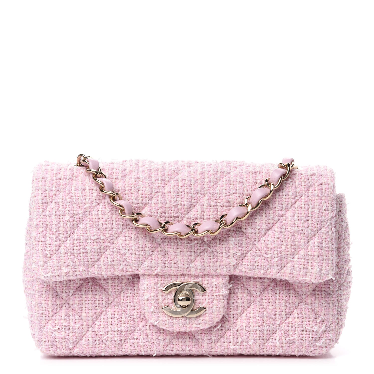 Chanel Tweed Quilted Mini Rectangular Flap Pink 1 of 11