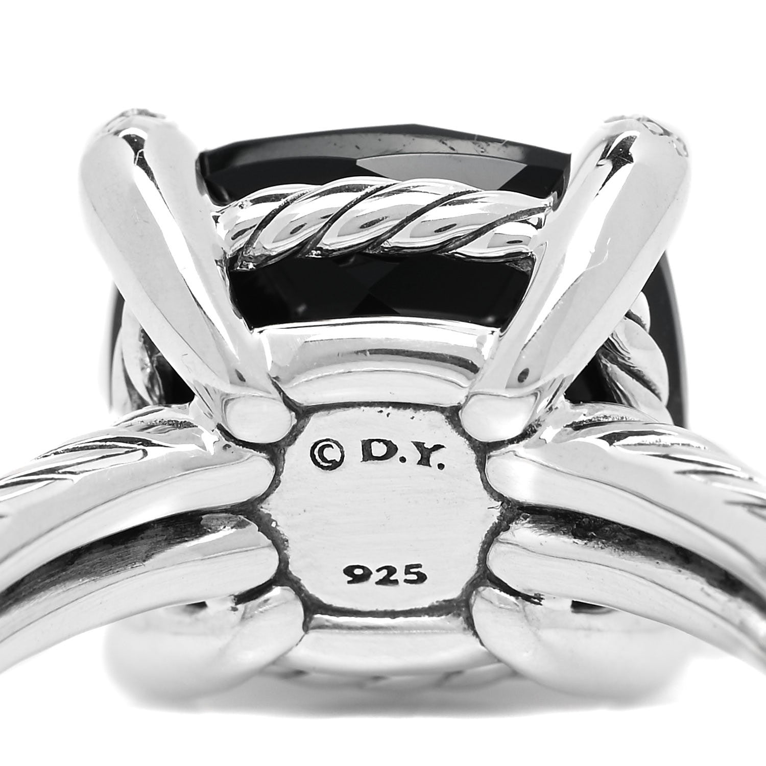 David Yurman Sterling Silver Diamond Black Onyx 11mm Chatelaine Ring 52 6 4 of 4