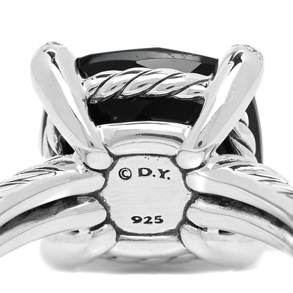 David Yurman Sterling Silver Diamond Black Onyx 11mm Chatelaine Ring 52 6 4 of 4