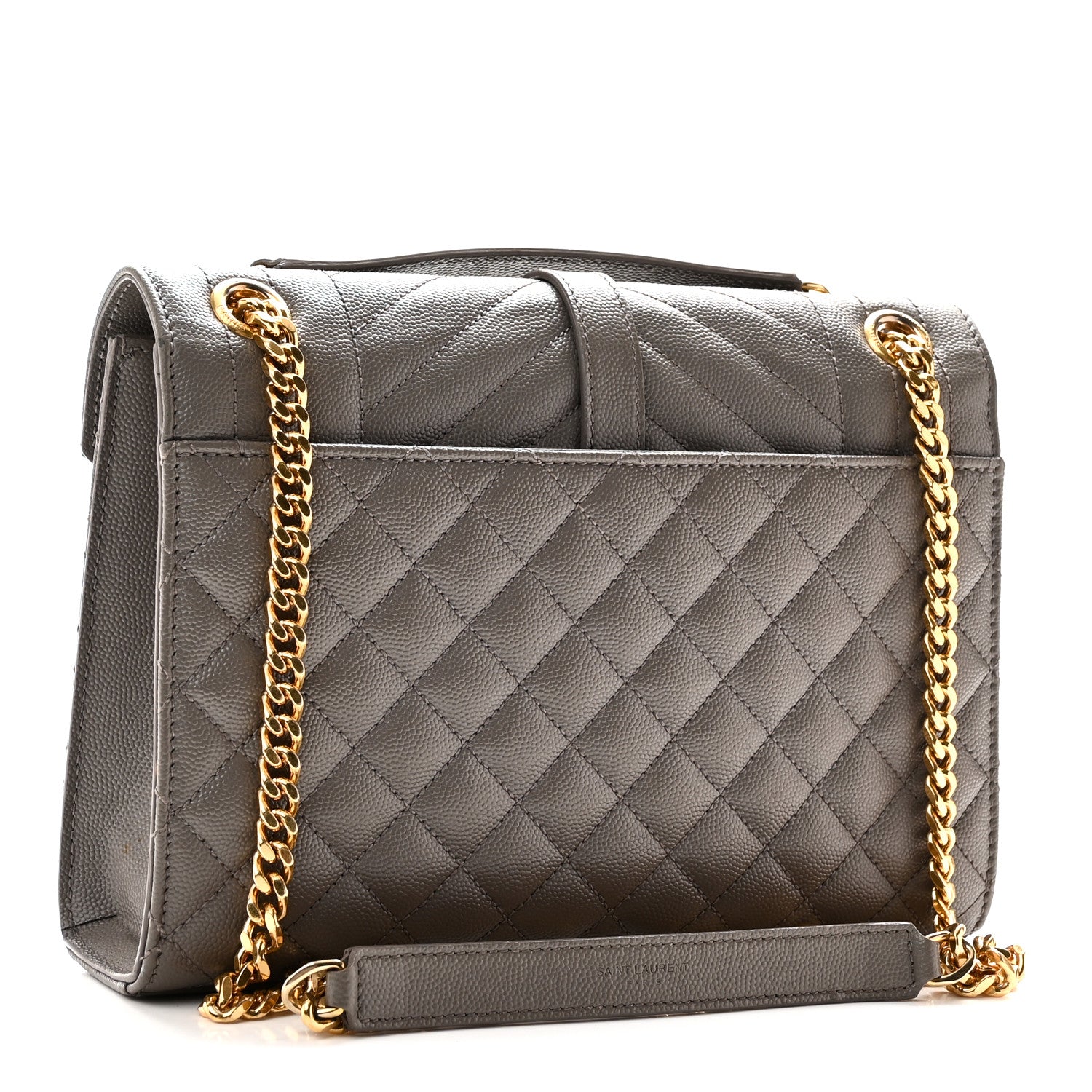 Saint Laurent Grain De Poudre Textured Mixed Matelasse Triquilt Medium Monogram Satchel Greyish Brown 3 of 10