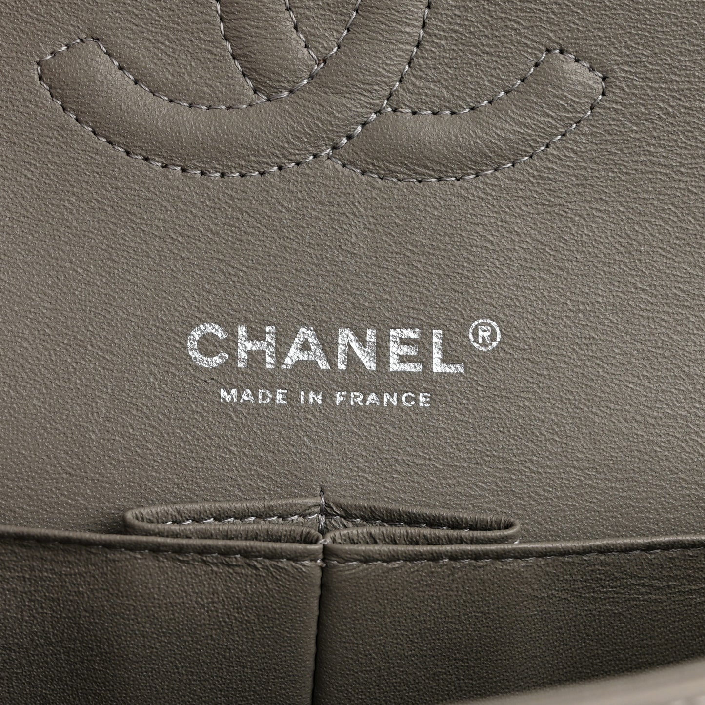 Lambskin Quilted Medium Double Flap Grey