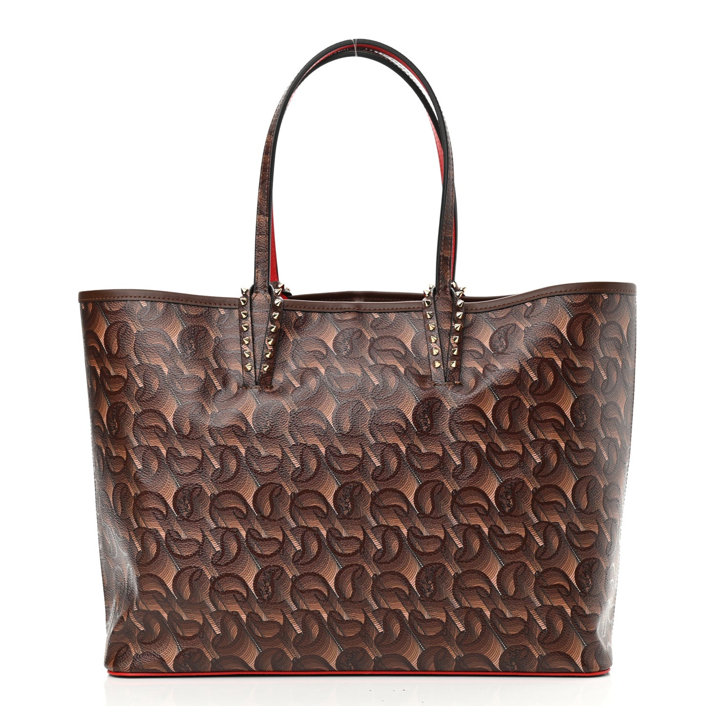 Toile Monogram Calfskin Printed Spikes East West Cabata Tote Bizon