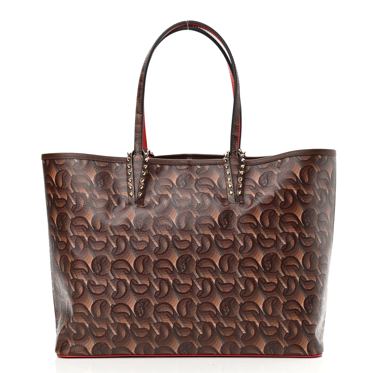 Christian Louboutin Toile Monogram Calfskin Printed Spikes East West Cabata Tote Bizon 3 of 11