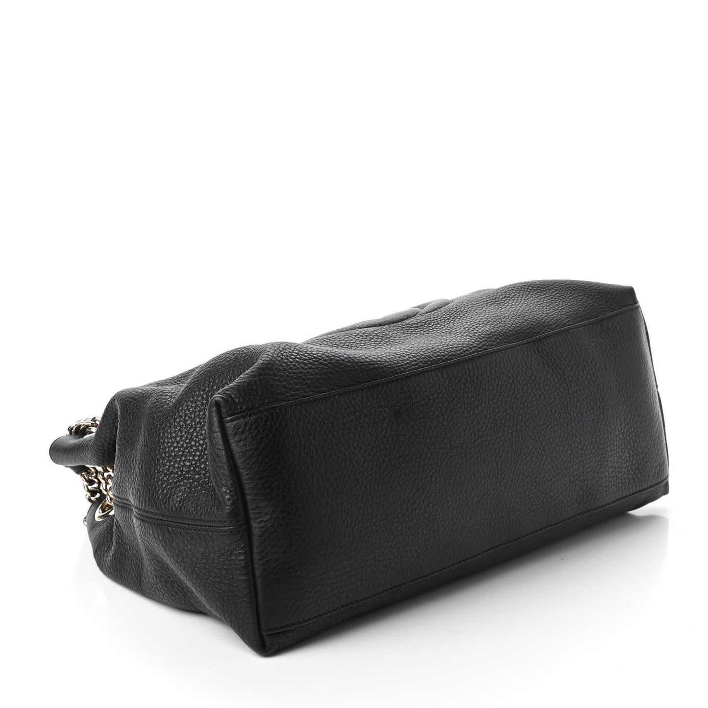Pebbled Calfskin Medium Soho Chain Shoulder Bag Black