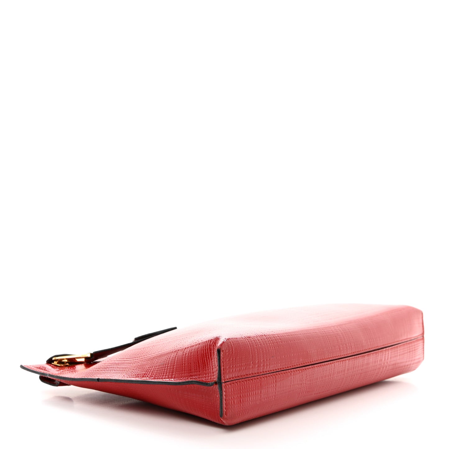 Patent Linen Embossed Large T Pouch Red
