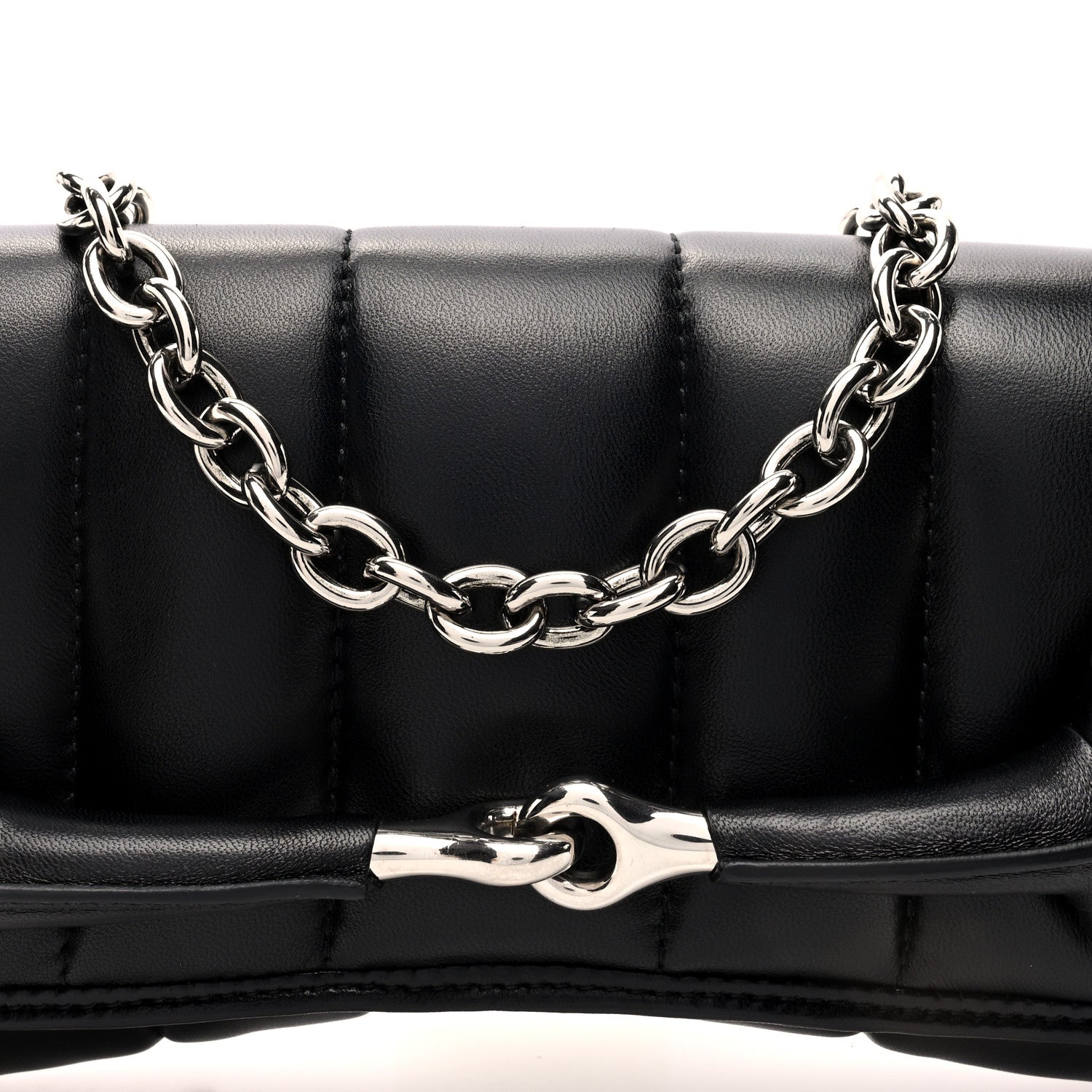 Gucci Nappa Vertical Matelasse Medium Maxi Horsebit Chain Shoulder Bag Black 7 of 9