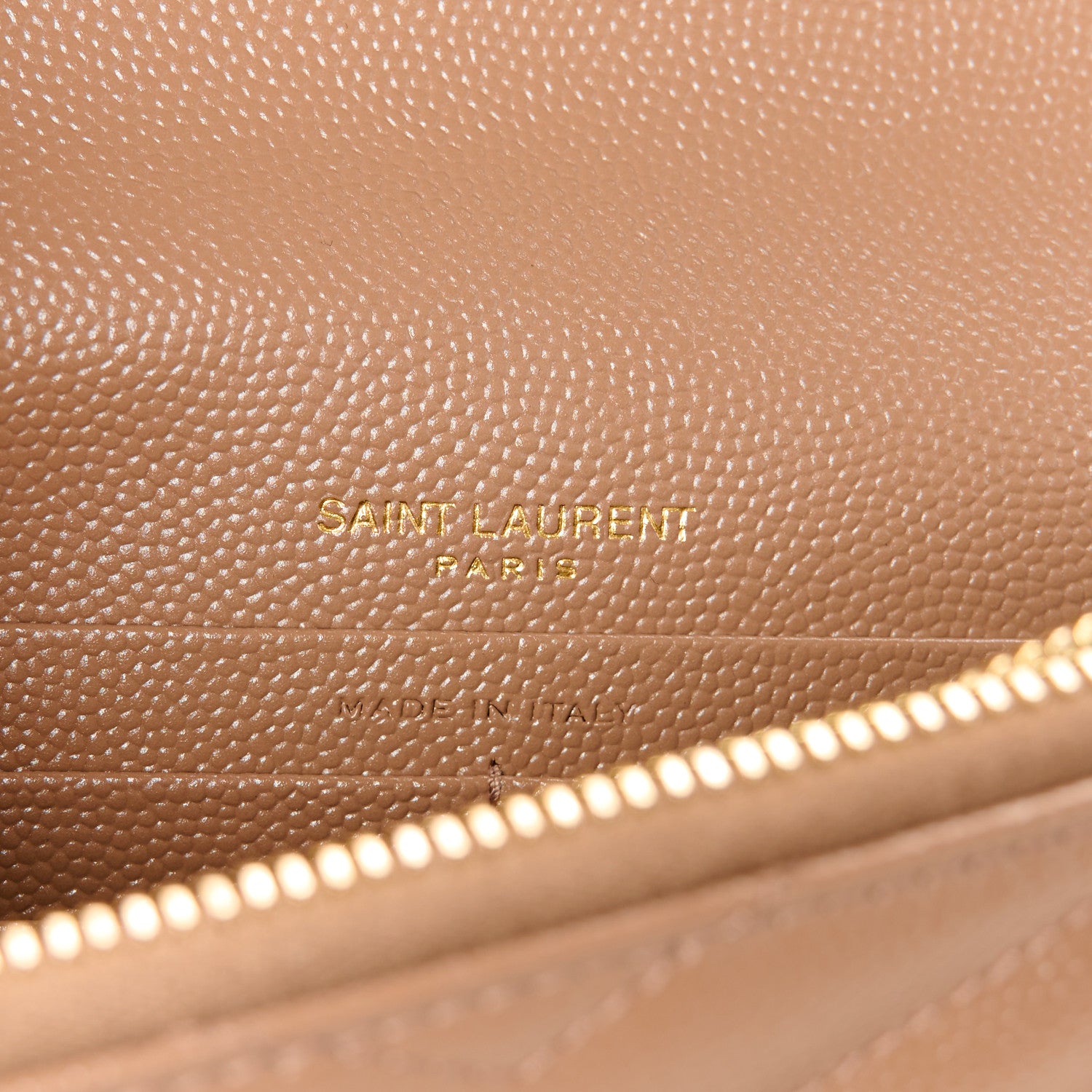 Saint Laurent Grain De Poudre Matelasse Chevron Monogram Envelope Chain Wallet Taupe 6 of 11