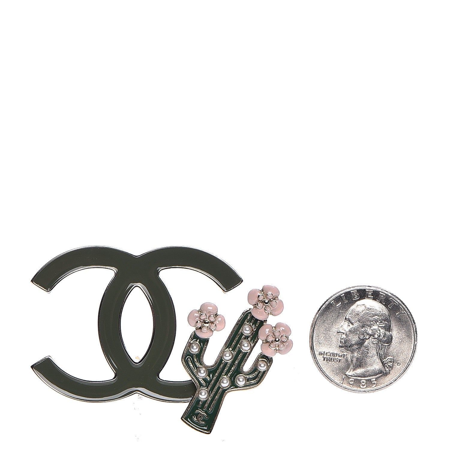Chanel Enamel Cactus CC Brooch Green Gold 3 of 6