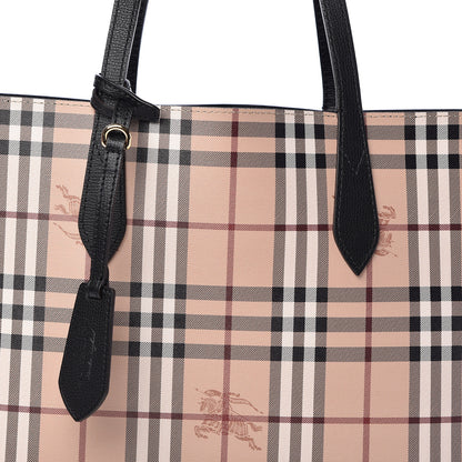 Burberry Grainy Calfskin Haymarket Check Medium Reversible Tote Black 12 of 16