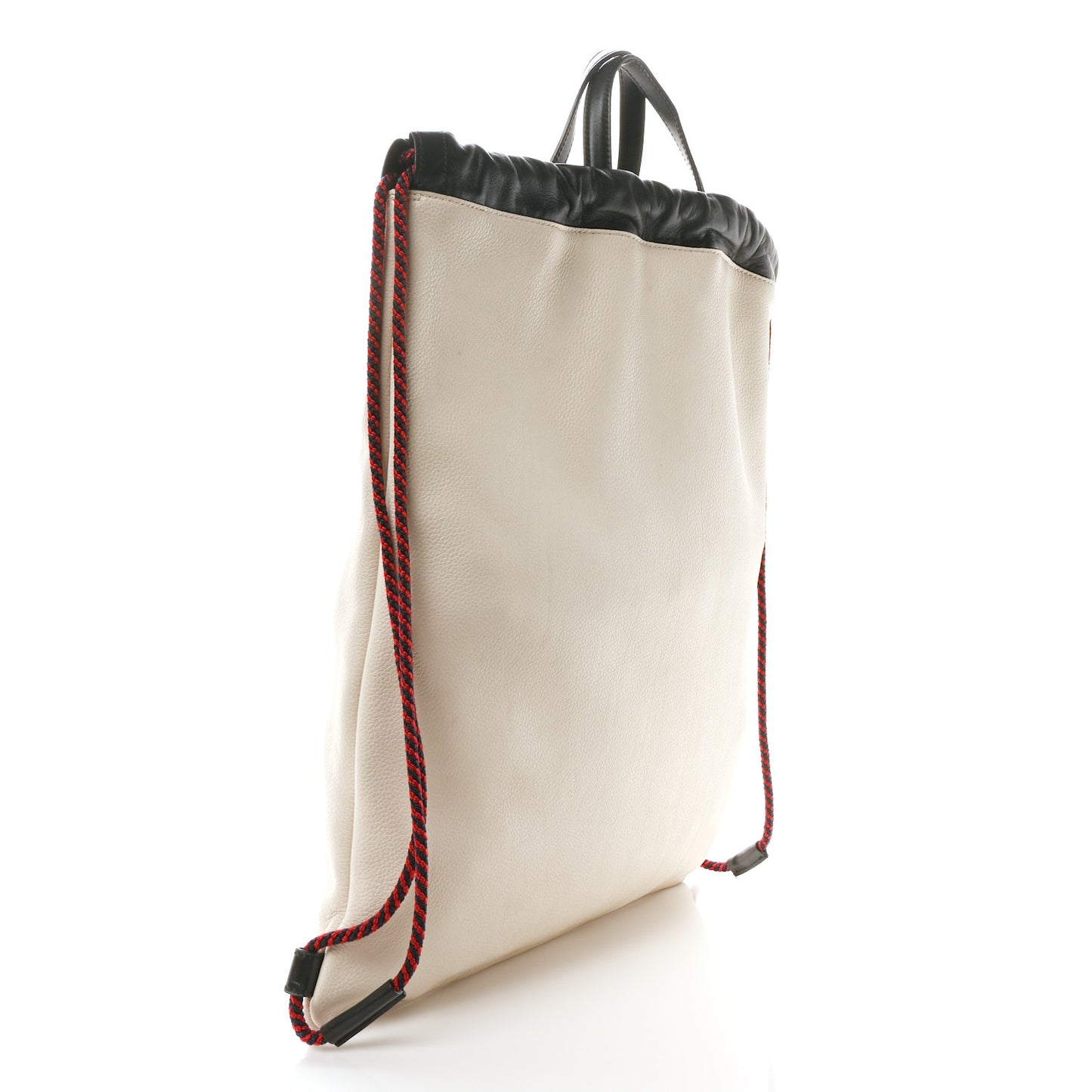 Calfskin Logo Drawstring Backpack Mystic White