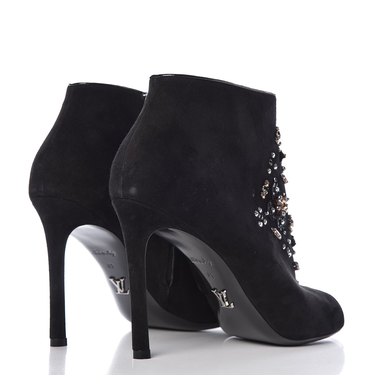 Louis Vuitton Suede Dark Muse Peep Toe Ankle Boots 41 Black 4 of 12