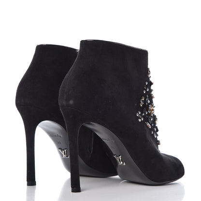 Louis Vuitton Suede Dark Muse Peep Toe Ankle Boots 41 Black 4 of 12