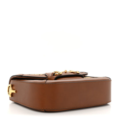 Gucci New Canvas Charisma Calfskin Crystal GG Monogram Mini Horsebit 1955 Shoulder Bag Camel Ebony 4 of 14
