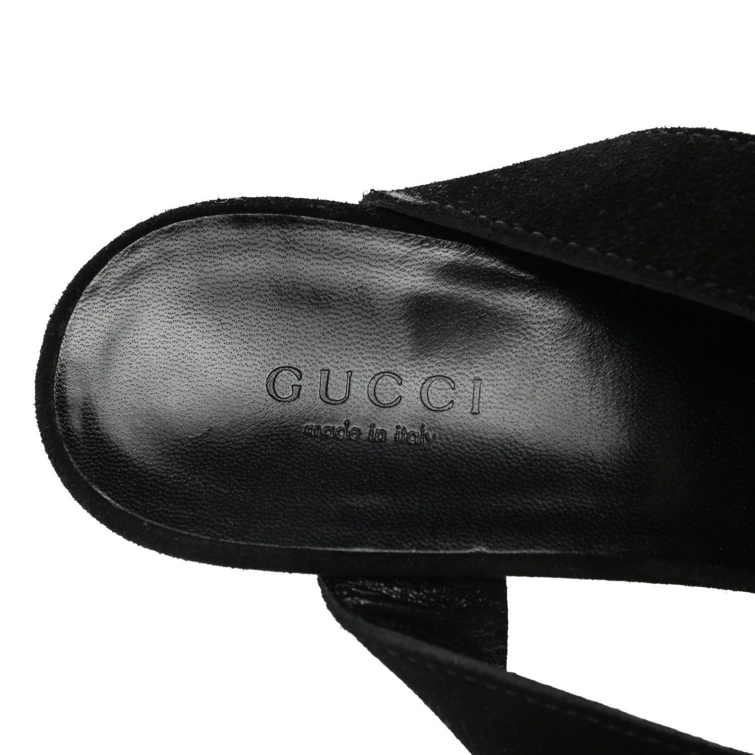 Gucci Suede Horsebit Bamboo Strap Sandals 7.5 Black 7 of 8