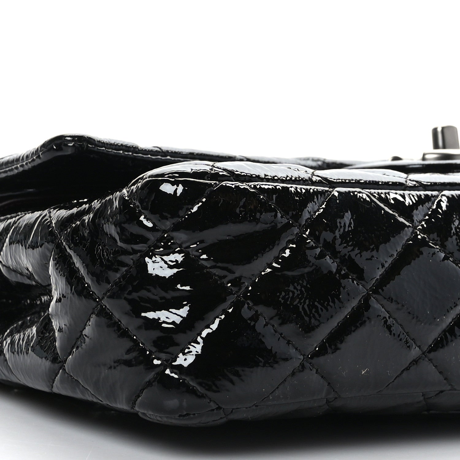 Chanel Crumpled Patent Quilted Medium Double Flap Black 8 of 9