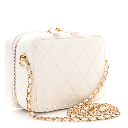 Chanel Lambskin Metal Quilted Mini Vanity Case With Chain White Gold 4 of 13
