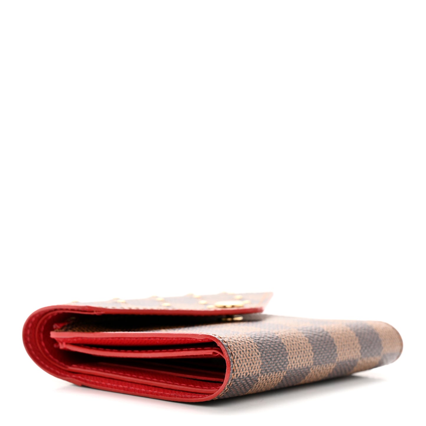 Damier Ebene Studded Victorine Wallet Cherry