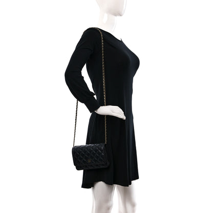 Chanel Lambskin Quilted Wallet On Chain WOC Black 2 of 12