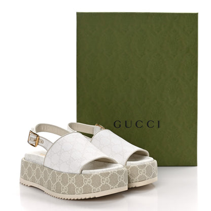 Gucci GG Supreme Monogram Granada Kid Angelina Platform 35mm Slingback Sandals 36 White Mystic White 9 of 9