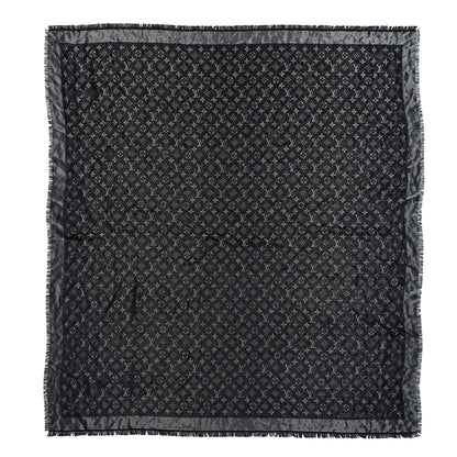 Louis Vuitton Silk Lurex Wool Monogram Shine Shawl Black 1 of 5
