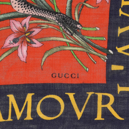 Gucci Wool Silk Flora Snake Print Shawl 3 of 6