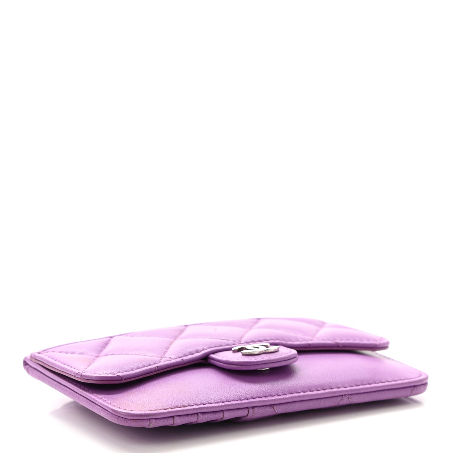 Chanel Lambskin Quilted Flap Zip Card Holder Purple 4 of 11