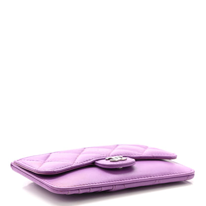 Chanel Lambskin Quilted Flap Zip Card Holder Purple 4 of 11