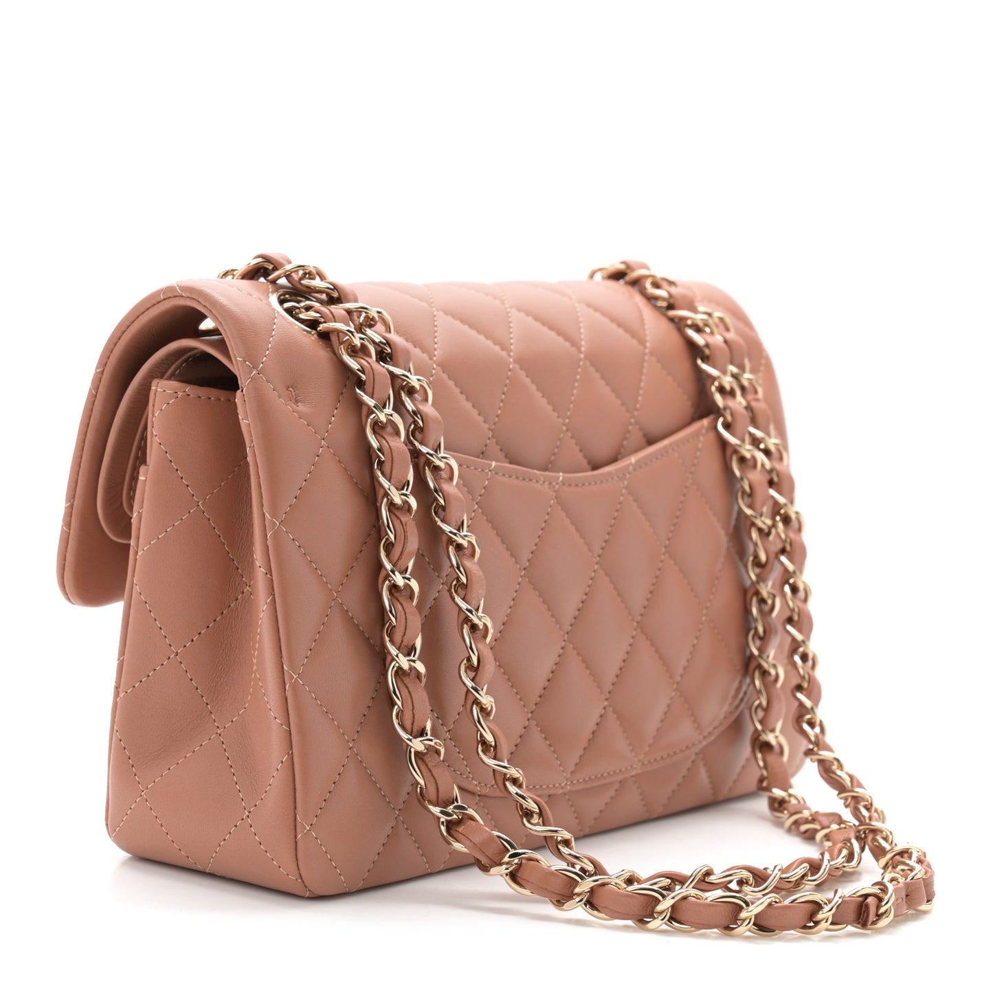 Lambskin Quilted Small Double Flap Brown